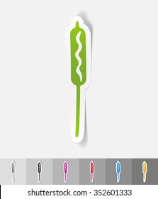 sausage paper sticker with shadow. Vector illustration