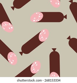 sausage pattern Seamless. Wurst. Endless print texture. Cartoon Food.