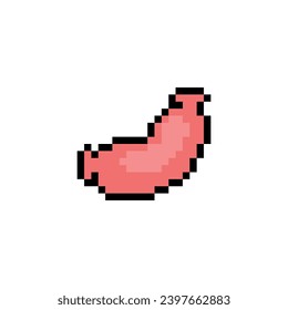 Sausage pixel art icon isolated. 8 bit food sign. pixelated Symbol for mobile application