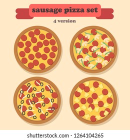 Sausage Pizza Set (4 version) - Pepperoni Pizza /Mushroom Pizza/Olive Pizza/Hawaiian Pizza