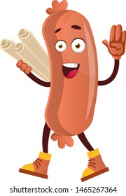 Sausage with plans, illustration, vector on white background.