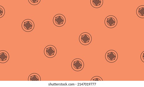 sausage in a plate seamless pattern tteokbokki in orange background black tteok bokki line art a cup of street food