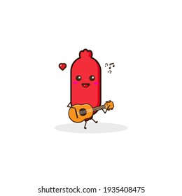 Sausage play guitar cute character illustration