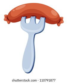Sausage prick with a fork