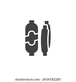 Sausage products vector icon. filled flat sign for mobile concept and web design. Deli items glyph icon. Delicatessen symbol, logo illustration. Vector graphics