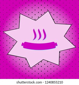 Sausage .Purple icon pop-art background .Vector.