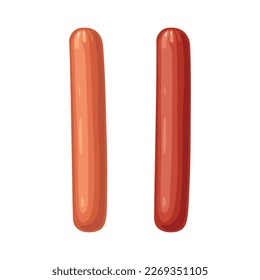 Sausage raw and cooked. Vector color flat illustration for poster, menus, brochure, web. Icon isolated on white background.