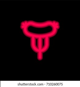 Sausage red glowing neon ui ux icon. Glowing sign logo vector