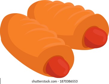 Wurstrolle, Illustration, Vektorgrafik auf weißem Hintergrund.