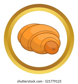 Sausage roll vector icon in golden circle, cartoon style isolated on white background