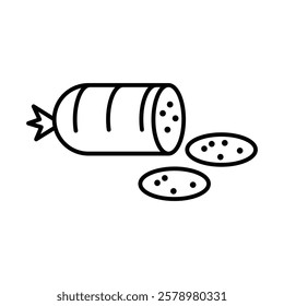 Sausage salami icon Black and white logo