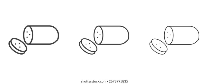 Diseño del icono del salami de la salchicha, conveniente para el Web, la infografía, la interfaz y los App.