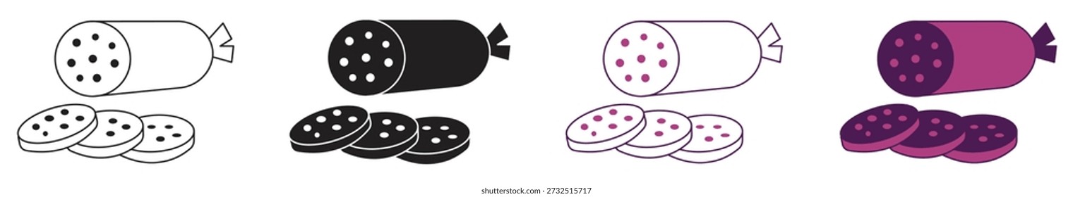 Salsicha salame ícone set , ilustração vetorial.