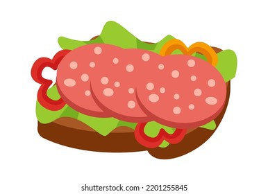 Sausage sandwich Food icon. Vector illustration