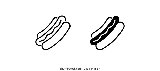 sausage sandwich icon. Hot dog in Hot dog line and flat icons set, editable stroke isolated on white, linear vector outline illustration, symbol logo design style