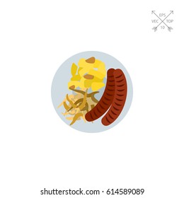Sausage, sauerkraut and potatoes icon