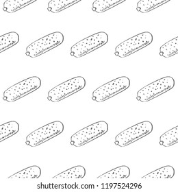 sausage seamless pattern isolated on white background