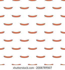 Sausage Seamless Pattern On A White Background. Sausage Theme Vector Illustration