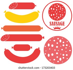 Sausage set. Abstract sausages on white background
