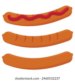 Sausage set, color isolated vector illustration on a white background