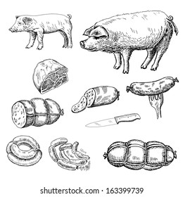 sausage. set of vector sketches