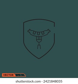 Sausage shield icon design vector graphic of template, sign and symbol, protection food 