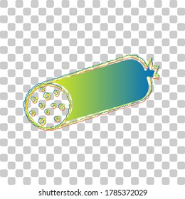 Sausage sign illustration. Blue to green gradient Icon with Four Roughen Contours on stylish transparent Background. Illustration.