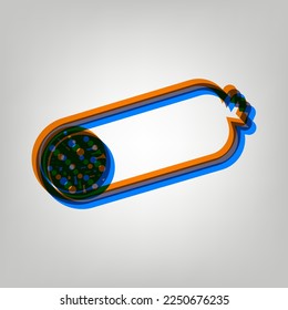 Sausage sign illustration. Stroked Icon in orange, azure and old lavender Colors at gray Background. Illustration.