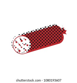 Sausage sign illustration. Vector. Brown icon with shifted black circle pattern as duplicate at white background. Isolated.