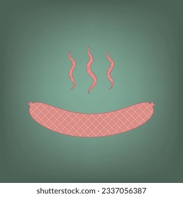 Sausage simple sign. Apricot Icon with Brick Red parquet floor graphic pattern on a Ebony background. Feldgrau. Green. Illustration.