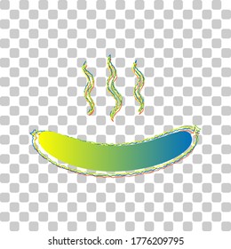 Sausage simple sign. Blue to green gradient Icon with Four Roughen Contours on stylish transparent Background. Illustration.