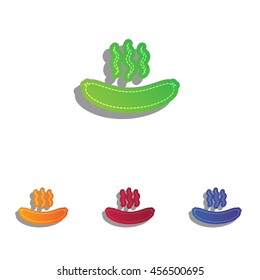 Sausage simple sign. Colorfull applique icons set.