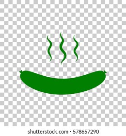 Sausage simple sign. Dark green icon on transparent background.