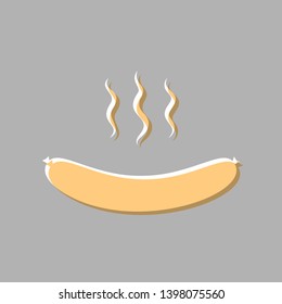 Sausage simple sign. Emboss effect with light orange icon on gray background.