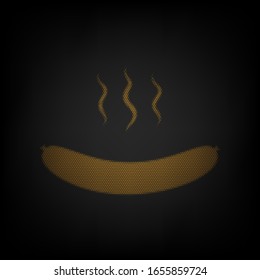 Sausage simple sign. Icon as grid of small orange light bulb in darkness. Illustration.