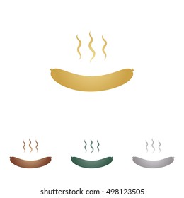 Sausage simple sign. Metal icons on white backgound.