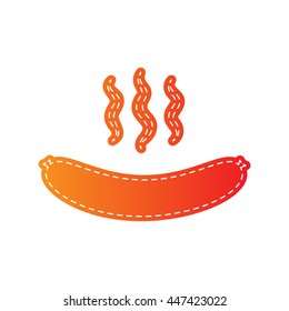 Sausage simple sign. Orange applique isolated.