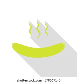 Sausage simple sign. Pear icon with flat style shadow path.