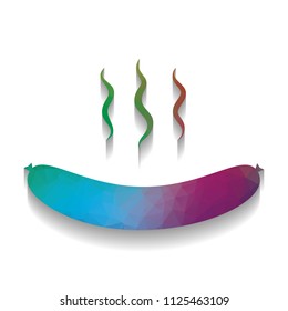 Sausage simple sign. Vector. Colorful icon with bright texture of mosaic with soft shadow on white background. Isolated.