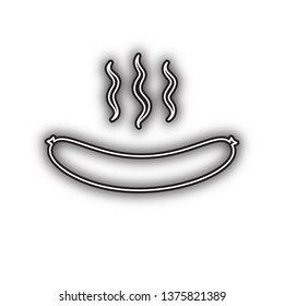Sausage simple sign. Vector. Double contour black icon with soft shadow at white background. Isolated.