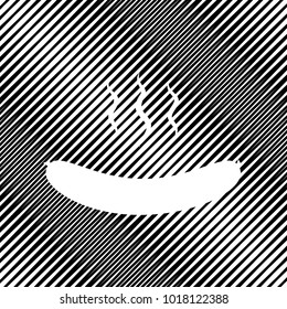 Sausage simple sign. Vector. Icon. Hole in moire background.