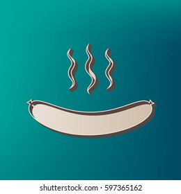 Sausage simple sign. Vector. Icon printed at 3d on sea color background.