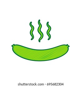 Sausage simple sign. Vector. Lemon scribble icon on white background. Isolated