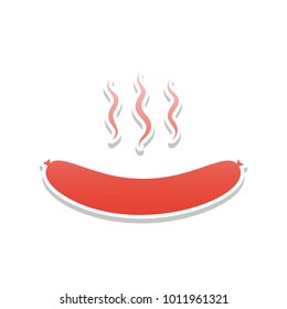 Sausage simple sign. Vector. Reddish icon with white and gray shadow on white background. Isolated.