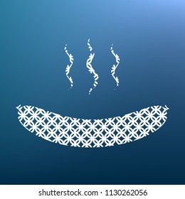 Sausage simple sign. Vector. White textured icon at lapis lazuli gradient background.