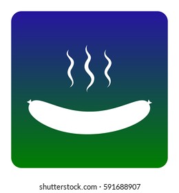 Sausage simple sign. Vector. White icon at green-blue gradient square with rounded corners on white background. Isolated.
