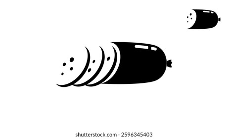 Sausage Slice, black isolated silhouette