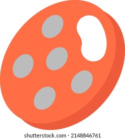 Sausage slice, illustration, vector on a white background.