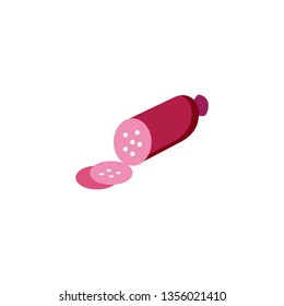 Sausage slices flat icon, vector sign, Salami sausages sliced colorful pictogram isolated on white. Symbol, logo illustration. Flat style design
