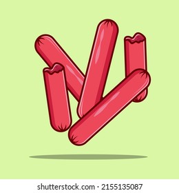 Sausage and sausage slices illustration and vector